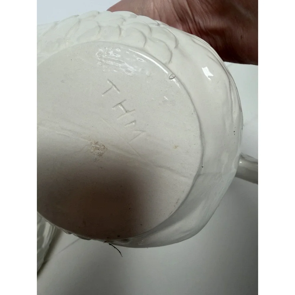 Vintage Ceramic White Fish Planter Pair Graduated Sizes MCM Koi Anthropomorphic - Picture 2 of 12